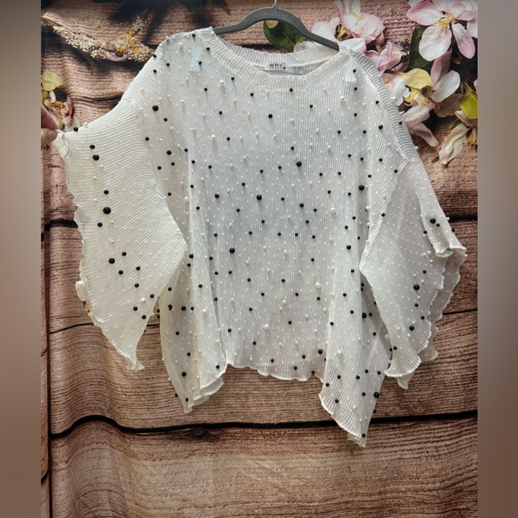 White & Black Pearl Women's Top - Picture 1 of 3
